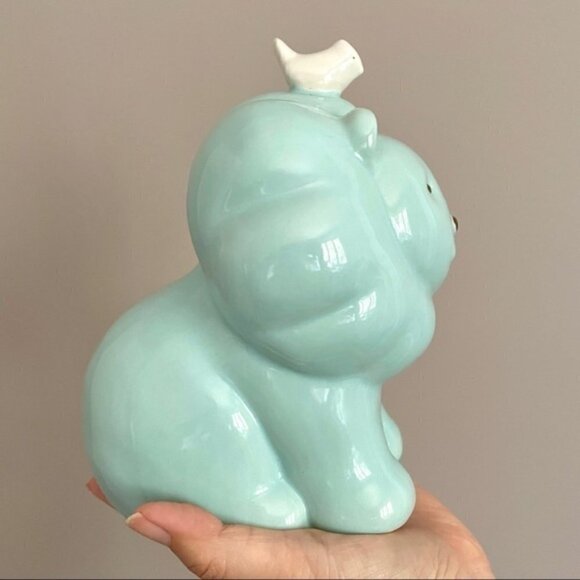 Pottery Barn Kids PBK Baby Blue Ceramic Lion Coin Bank - Picture 2 of 9